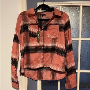 Goddess Rose Plaid Button-Front Shirt NWT size xl